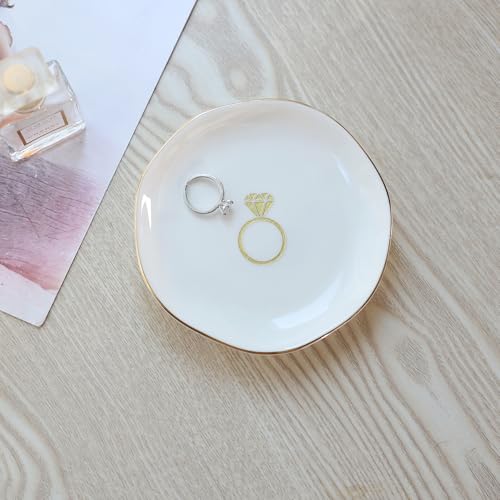 HOME SMILE Ring Dish Printed Ring，Engagement Engaged Wedding Bridal Gifts for Newly Engaged Friend,Daughter, Sister,Newlyweds,BFF - style: Ring