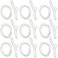 SUNNYCLUE 1 Box 30 Sets Oval Toggle Clasp Toggle Bracelet Clasps Silver Metal T Bar Wave Rings Connector Linking End Closures Findings for Beginner Crafts Bracelets Necklaces Shoe Accessories Women - style: Style 1