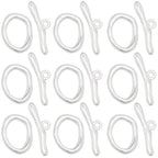 SUNNYCLUE 1 Box 30 Sets Oval Toggle Clasp Toggle Bracelet Clasps Silver Metal T Bar Wave Rings Connector Linking End Closures Findings for Beginner Crafts Bracelets Necklaces Shoe Accessories Women - style: Style 1