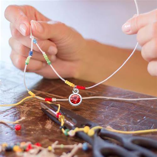 BetterJonny 260pcs Charms for Jewelry Making, 60pcs Gold Crystal Birthstone Charms Beads with 100 Lobster Clasps and 100 Jump Ring for Necklace Bracelet Earring - color: （#A）Silver Round