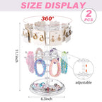 2 Pack Keychain Display Stand Rotating Jewelry 2 Tier Necklace Holder Plastic Spinning Bracelet Hanging Organizer Rotating Rack Earring Bracelet Stands for Vendors Malls Counter Dressing Table - color: Clear