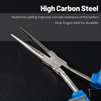 SPEEDWOX Long Reach Needle Nose Pliers with Teeth, Extra Long Plier, 7 Inches Long Nose Mini Precision Wire Looping Pliers for Hard to Reach Narrow Spaces High Leverage Reduce Efforts Non-slip Handles - style: Needle Nose Pliers with Teeth