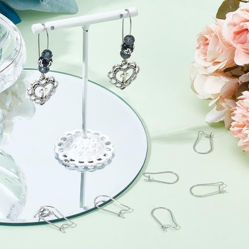 1 Box 120Pcs Kidney Earring Finding Teardrop Earring Wires Stainless Steel U Shaped Hoop Wires Long Earring Hooks Dangle Silver Earring Wires for Jewelry Making Supplies DIY Craft Beginner - size: 20x9x2mm