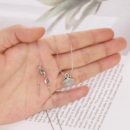 Crisjanggo 10 Pcs Necklace Bulk Stainless Steel Thin Chain for Jewelry Making Adjustable Necklace with Rubber Stopper Bead for Women - color: Silver Circle