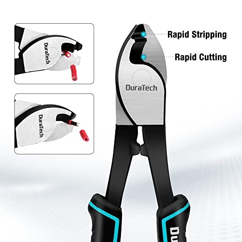 DURATECH 3-Piece Bolt Cutter Pliers Set, 14" Heavy Duty, 8" Mini, 8" Wire Cable Cutter with Carrying Case, Ergonomic Handle, Cr-V Blade for Bolts, Rivets, Chains, Wires - size: 8" Cable Cutter + 8" Bolt Cutter +14" Bolt Cutter