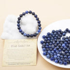 Natural Healing Gemstone Bracelet Handmade Yoga Stretch Elastic Bracelet Stress Relief Crystal Jewelry for Men and Women - color: Blue Sodalite (Wisdom), size: 8mm