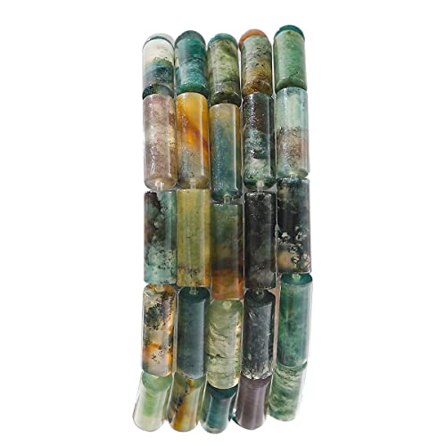 BEADIA Natural Indian Agate Tube Beads 13x4mm 30pcs Cylinder Loose Semi Gemstone Beads for Jewelry Making Design - color: Indian Agate Cylinder