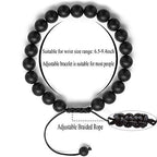 Hamoery Men Women 8mm Tiger Eye Stone Beads Bracelet Elastic Natural Stone Yoga Bracelet Bangle - color: Black Matte Agate-21018
