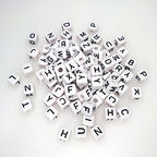 300 Pieces 10x10mm Big Large Cube Acrylic Alphabet Letter Beads A-Z Mixed Plastic Shape Loose Beads for Jewelry Making Bracelets Necklaces Key Chains (White) - color: White