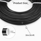 12 Gauge Aluminum Wire 100FT, 2mm Bendable Metal Anodized Aluminum Wire for Sculpting Jewelry Making Crafts Wreath Beading Floral(Black) - color: Black