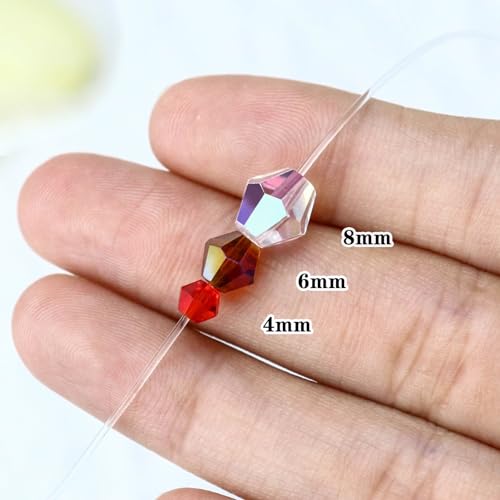 Dowarm 100PCS 8MM Pink Crystal Bicone Beads for Crafts, Jewelry Making, DIY Bracelet, Necklace, Dolls, Wine Charms, Wind Chimes, Suncatchers, Bulk Faceted Loose Glass Beads - color: 04-Pink, size: 8MM