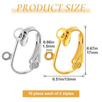 20pcs Clip-on Earring Converters, Easy Open Loop Clips on Earring Backs Converter Components, Hypoallergenic Ear Wire Hooks Components Findings for Non-Pierced Ears- Silver & Gold - color: Silver & Gold-20pcs