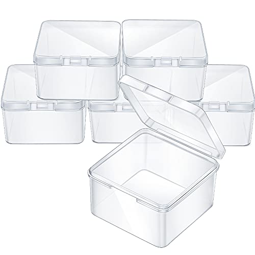 Jetec 6 Pieces Mini Plastic Clear Beads Storage Containers Box for Collecting Small Items, Beads, Jewelry, Business Cards, Game Pieces, Crafts (2.5 x 2.5 x 1.6 Inch) - size: 2.5 x 2.5 x 1.6 Inch