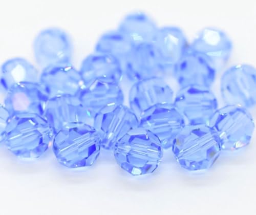 100pcs Adabele Austrian 4mm (0.16 Inch) Small Faceted Loose Round Crystal Beads Light Sapphire Blue Compatible with 5000 Swarovski Crystals Preciosa SS2R-414 - color: Light Sapphire Blue, size: 4mm Small (100pcs)