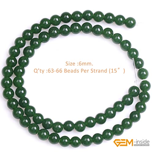GEM-Inside Natural 6mm Green Taiwan Jade Gemstone Loose Beads Round Crystal Energy Stone Power for Jewelry Making 15" - color: Green Taiwan Jade, size: 6mm