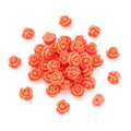 Beadthoven 50pcs Opaque Resin Rose Flower Beads Salmon Floral Flat Base Cabochons Embellishment for DIY Scrapbooking Jewelry Making 9x7mm Hole: 1mm - color: Salmon#9x7mm-50pcs
