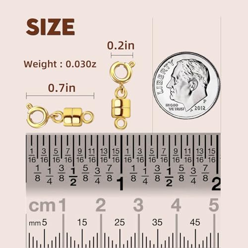 Magnetic Clasps for Necklaces Strong Magnetic Necklace Clasps and Closures Gold and Silver Necklaces Extender Bracelet Jewelry Clasps, L-Putong-12J - color: 12Pcs Gold