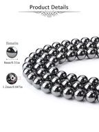Jovivi 8mm Natural Hematite Gemstone Beads for Jewelry Making,96pcs Energy Healing Crystals Polished Round Smooth Stone Beads,Genuine Real Stone Beads for Bracelet Necklace - color: Hematite