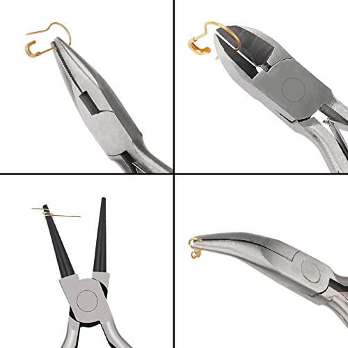 URSKYTOUS 4Pcs Jewelry Pliers Set Jewelry Making Pliers Tools Kit Include Jewelry Making Needle Nose Chain Nose Round Bent Pliers Wire Cutter for Bracelet Beading Craft Jewelry Making Supplies (Black) - color: Cn Black