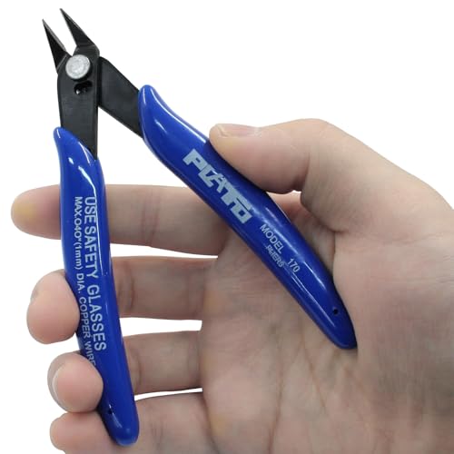 Murtenze 3 Pack 170ii Wire Flush Snips Micro Wire Cutters, Blue Nippers Diagonal Cutters 3D Printer Filament Pliers Tool for Cutting Electronics,Wires(5 Inch, Dark Blue) - color: Dark Blue