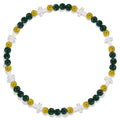 Beaded Baseball Necklace | Adjustable Sports Rope Chain with Baseball Cross Charm - Great Baseball Drip Gift for Players and Fans - color: Green-Yellow-Wht