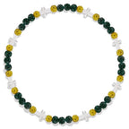 Beaded Baseball Necklace | Adjustable Sports Rope Chain with Baseball Cross Charm - Great Baseball Drip Gift for Players and Fans - color: Green-Yellow-Wht