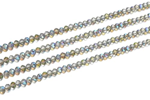 500pcs Czech Faceted Rondelle Crystal Glass Loose Beads 4mm Small Tiny Spacer Bulk Green Red Shimmer for DIY Craft Jewelry Making CCR437 - color: Green Red Shimmer, size: 4mm (0.16") - 500pcs