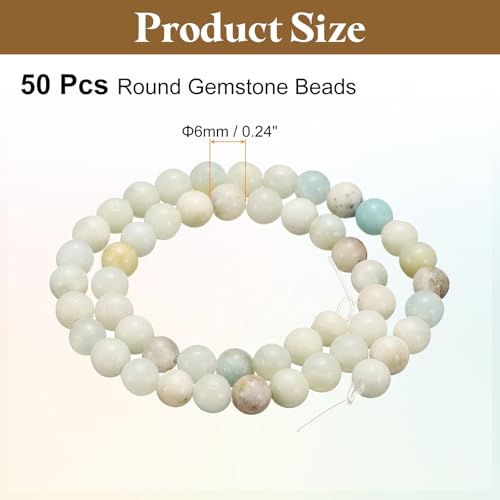 HARFINGTON 50pcs Natural Stone Beads 6mm River B Round Gemstone Stone Loose Beading Real Genuine Smooth Balls Bead for Jewelry Making Bracelets Necklace Earrings DIY - color: River Stone B, size: 6mm