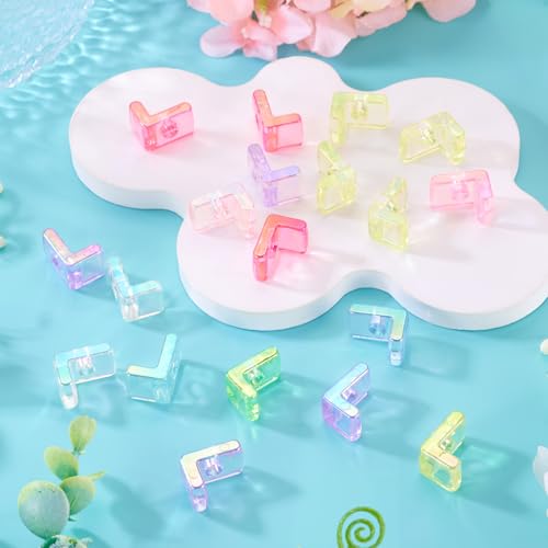 FASHEWELRY 20Pcs Large Hole Acrylic Beads Letter L Iridescent Big Plastic Letter Blocks European Beads Clear 3D Letters Initial Alphabet Bead for Keychains Necklace DIY Arts Craft - color: Random Clear, size: L