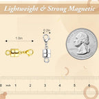 Lightweight Magnetic Necklace Clasps – 12 Pack Strong-Magnetic Lobster Clasp Extenders, Gold & Silver Jewelry Closures for Quick On/Off and Comfortable Everyday Wear - color: Gold, Silver