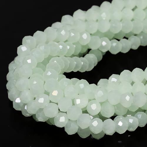5 Strands 4mm 550PCS Light Green Crystal Beads, Song Xi Porcelain Jade Glass Beads for Jewelry Making, Gemstone for Necklace Earring, Arts and Crafts, DIY and Craft Supplies - color: Light Green, size: 4mm(5 Strands)