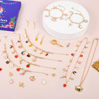 408Pcs Gold Charm Bracelet Making Kit for Girls, Including 12 Bracelet Chains, 152 Charms, 200 Jump Rings, 20 Earing Hook, 2 Necklace, 1 Jewelry Plier for DIY Crafting and Jewelry Making for Adults