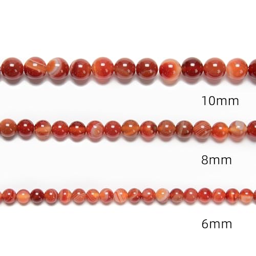 122Pcs(2 Strand/Set) 6mm Pink Fuchsia Stripe Agate Smooth Round Beads Natural Stone Beads AAA Grade Premium Round Gemstone Genuine Real Stone Loose for DIY Bracelet Jewelry String Making - color: Rose Red Stripe Agate, size: 6mm