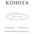 KOHOTA Silver Gold Bracelets for Women Trendy 14K Gold Plated Bracelet for Women Non Tarnish Dainty Stackable Clover Flower Heart Butterfly Diamond CZ Charm Station Bracelets Stack Jewelry Gifts - color: A: Clover-Silver