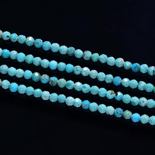 Adabele 30 Inch Natural Green Turquoise Healing Gemstone 3mm (0.12 Inch) Tiny Small Faceted Round Loose Beads Stone Spacer (210-230pcs Total) for Craft Jewelry Making GK3-15 - color: Green Turquoise, size: 3mm (0.12") - 30 inch/2 strands