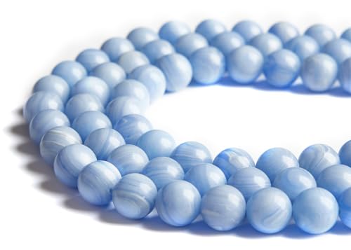 100pcs 8mm Blue Lace Agate Beads Natural Gemstone Beads Round Loose Beads for Jewelry and Bracelets Making - color: Blue Lace Agate, size: 8mm