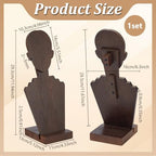 PH PandaHall Wooden Mannequin Jewelry Stand Portable Bust Shaped Necklace Display Stand Organizer Wood Earring Jewelry Display for Vendors Earrings Multiple Necklaces, 5×4.3×11.5"