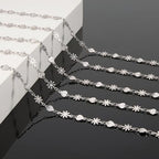 KYUNHOO Beautiful Daisy Flower Chain Roll 13 Feet Embossed Heart Chains for Jewelry Making Stainless Steel Silver Jewelry Supplies for DIY Handcrafts - color: FLower Silver