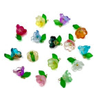 50pcs Glass Pendant Charms - Multicolor Theme Drops for Necklace Craft, Jewelry Making Supplies (Various Styles) - style: Lily Flower 2#
