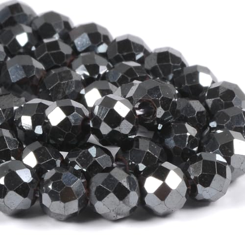 Hematite 4mm Faceted Round Beads Loose Beads 16 Inch for Jewelry Making Beads - color: Hematite