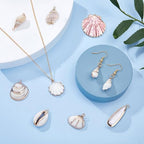 SUNNYCLUE 1 Box 20pcs 10 Styles Natural White Cowrie Seashells Charm Conch Shells Plated Charms Summer Ocean Sea Charm for Jewelry Making Charm Necklace Bracelet Earring Making - color: 1 Box 20pcs Seashell Charms