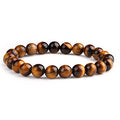 Crystal Vibe 8mm Beaded Bracelets For Women Men - Healing Crystal Bracelet - Adjustable Size - color: Tiger Eye