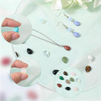 1 Box 36Pcs 12 Styles Teardrop Gemstone Cabochons Flatback Stone Natural Tiger Eye Rose Quartz Aventurine Turquoise Crystal Gems No Hole Bead Cabochon for Jewelry Making DIY Craft Accessories