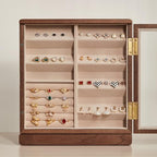 CHOSIN Black Walnut Wooden Jewelry Box, 360° Rotating Organizer with Glass Lid, 5 Drawers for Earrings, Rings, Necklaces – Vertical Jewelry Storage for Women Mothers Day Gifts for Mom - style: 360° Rotatable