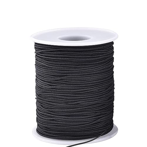 LUSTEMBER Elastic String for Bracelets, 1 mm x 110 Yards Sturdy Stretchy Elastic Cord for Jewelry Making, Necklaces, Beading - Black - size: Black