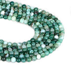 ICAI Beads（Green Striped Agate） Natural Stone Gemstone Round Loose Beads Crystal Energy Stone Healing Power for Jewelry Making DIY,1 Strand 46-48pcs（8mm） - color: Green Striped Agate, size: 8mm