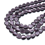 33pcs 12mm Dark Purple Cat's Eye Heart Stone Loose Gemstone Beads Semi-Precious Craft Supplies for DIY Jewelry Making - color: Heart12mm Dark Purple