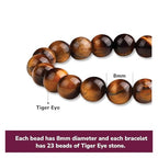 Crystal Vibe 8mm Beaded Bracelets For Women Men - Healing Crystal Bracelet - Adjustable Size - color: Tiger Eye