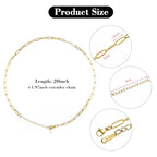 YOUBEIYEE 10pcs Charming Paperclip Necklace Chain Kit Gold Plated Stainless Steel Link Chain Necklace Paper Clip Necklace Bulk - color: Gold, size: 20inch (4x12mm)