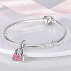 MULA 925 Sterling Silver Charms for Bracelets and Necklaces Lipstick and Bag Dangle Pendants Tower Camera Beads Jewelry Charms for Women - color: Sweet Girl Handbag